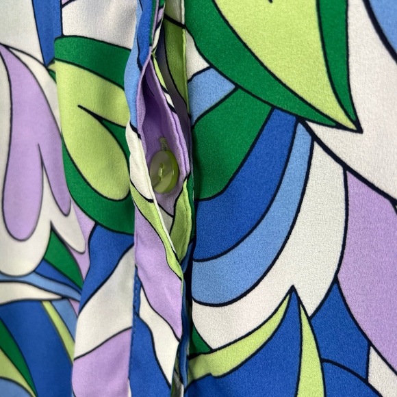 Belle Kim Gravel Blouse Womens Plus 1X Button Up V-neck Abstract Swirl Top - Picture 3 of 14